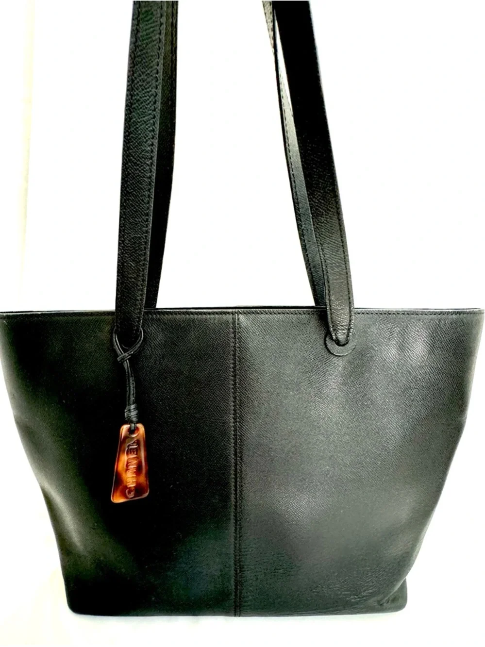 CHANEL Vintage Black Textured Saffiano-style Leather Tote Shopper Bag Italy - Picture 14 of 16